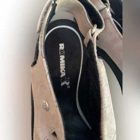 ROMOKA Mokassetta 287 Woman’s Platform Dress Sandal Taupe Size 39 EURO 8-8.5 US - Picture 8 of 13